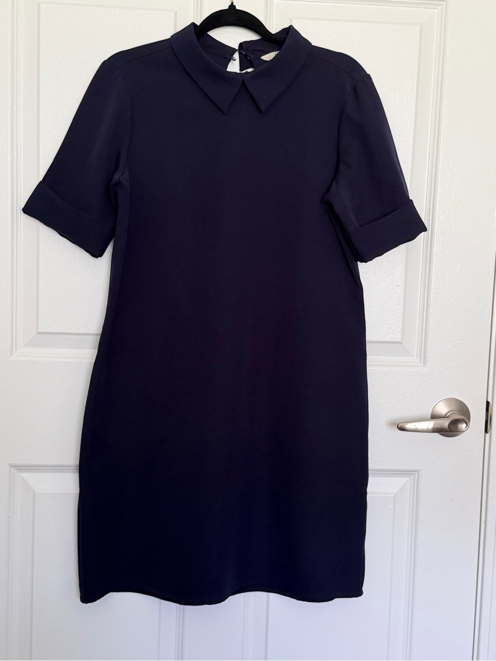 Arrow Navy Collared Midi Shift Dress